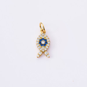Dije de Pez con Micro Pavé Chapado en Oro de 18k, con Circonitas Azules y Blancas, Colgante de Animal Marino para Fabricación de Joyería DIY, Accesorios de Vida Marina - Product Image 2