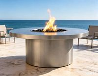 Brasero autoportant rond en acier sans fumée, table de chauffage extérieure moderne au gaz naturel pour jardin, foyer et barbecue automatique