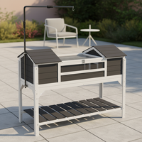 Enclos Moderne en Bois pour Tortues avec Table, Couvercle Ouvrable, Deux Niches, Étagère de Rangement, Zone de Baignade et Plateau Fixe - Pour Usage Domestique