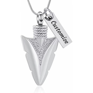Punta di freccia cremazione urna collana per gli uomini in acciaio inox stile alla moda medaglione con frecce ricordo ciondolo per la perdita della persona amata - Product Image 5