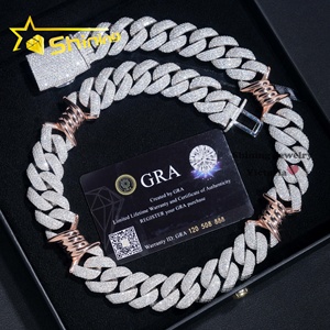 Probador de diamantes de paso de 4 filas de 18MM, 925 Plata, chapado en oro blanco, alambre de Hip Hop helado, <span class=keywords><strong>cadena</strong></span> de eslabones cubanos de diamante Moissanite de peluquero - Product Image 1