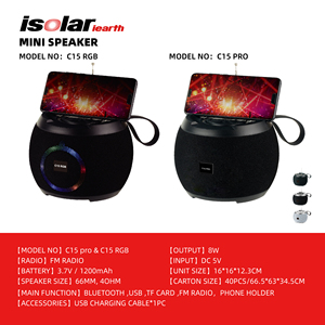 Altavoz de graves C15 <span class=keywords><strong>Pro</strong></span>, reproductor de soporte para teléfono y ordenador, inalámbrico, a prueba de agua, portátil, con sonido Bt 5,0 Rgb - Product Image 6