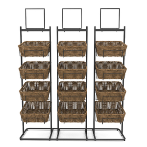 Siêu Thị 3 Cột Mây Lưu Trữ Giỏ Đồ Ăn Nhẹ Thực Phẩm Uống Chai Bánh Mì Trái Cây Tươi Và Rau Kim Loại Hiển Thị Giá Đứng - Product Image 1