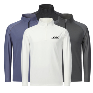 Chemise de sport à manches longues pour homme, séchage rapide, fermeture éclair, couleur unie, col montant, haut décontracté, manches longues, vêtements d'automne - Product Image 2