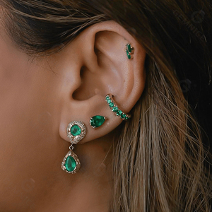 Bijoux <span class=keywords><strong>d</strong></span>élicats Gemnel, <span class=keywords><strong>boucle</strong></span> <span class=keywords><strong>d</strong></span>'<span class=keywords><strong>oreille</strong></span> en <span class=keywords><strong>argent</strong></span> sterling 925 avec émeraude unique - Product Image 2