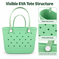Sac de plage perforé en EVA, design ouvert, imperméable, écologique, sac à main pour les voyages, rangement quotidien, organisateur léger, toutes saisons
