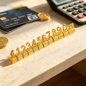 Cubes d'affichage des prix des matières premières en plusieurs devises avec symboles dollar, <span class=keywords><strong>euro</strong></span>, livre sterling pour les boutiques - Product Image 1