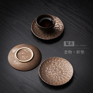 Sous-verres en céramique rétro avec motif floral, isolation thermique pour tasses à thé, fabriqués à Dehua - Product Image 1