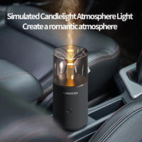 Diffuseur d'arômes pour voiture, alimenté par USB, humidificateur portable à huile essentielle, lumière d'ambiance à la lumière des bougies, désodorisant pour voiture, maison, bureau