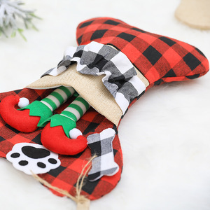 Calze di <span class=keywords><strong>Natale</strong></span> Rustiche in Juta con Design a Forma di Osso, Decorazioni Natalizie per Bambini da Appendere al Caminetto e Sacchetti Regalo per Caramelle - Product Image 3