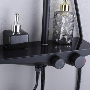 SANIPRO Noir Salle De Bains En Laiton Pluie Colonne De Douche Système 4 Fonction Montage Mural Chaud Froid Douche Mélangeur Robinet Ensemble - Product Image 2