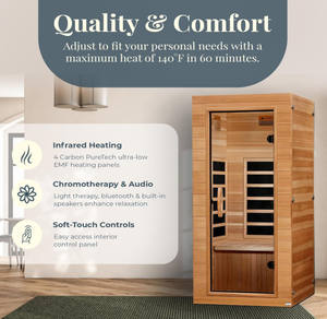 赤外線サウナ1人用コンパクト超低EMF FARレッドライトセラピー付き - Product Image 2