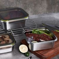 Ensemble de contenants alimentaires en acier inoxydable 304 avec couvercles hermétiques, anti-fuite, empilables, compatibles micro-ondes, pour la préparation des repas, la cuisine et le congélateur