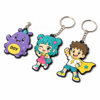 Porte-clés en silicone personnalisés avec des dessins animés, en caoutchouc PVC souple gaufré, prix direct usine