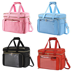 Sac à tricoter et à crocheter de grande capacité avec poignée et bandoulière - Organisateur de rangement pour fils multi-poches pour aiguilles, crochets et fournitures - Product Image 6