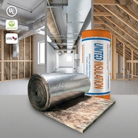Couverture en laine de verre écologique marron non inflammable R11 conforme à la norme américaine UL 723 avec feuille d'aluminium pour l'isolation des toits et des murs des bâtiments métalliques