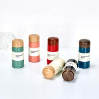 Mini Termo de Acero Inoxidable con Aislamiento al Vacío de 150 ml, Tapa con Diseño de Madera, Taza Portátil de Bolsillo para Viajes y Oficina