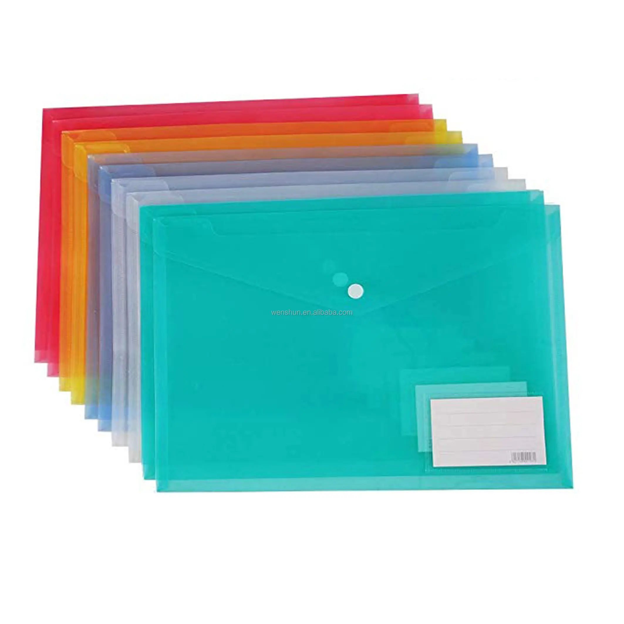 Sobres de plástico de polietileno A5 PP Botón a presión Sobre para documentos Carpeta de archivos Bolsa con bolsillo para tarjeta de nombre