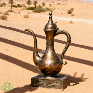 Sculpture en bronze artisanale personnalisée Senzhao, grande statue de cafetière arabe pour l'art public et la décoration paysagère du Moyen-Orient - Product Image 1