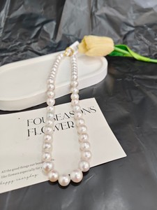 Collar de Perlas Naturales, Collar de Perlas de Agua Dulce Blancas de 7-8 mm, Collar de Perlas Redondas de 38-41 cm, Fabricación de Joyas. - Product Image 3