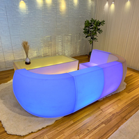 Ensemble de canapés de salon à éclairage LED Petite table d'appoint double couche Fauteuil lumineux rechargeable Mobilier lumineux à la mode
