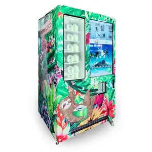 Paypal pay 24 hour unmanned shop coconut beer milk bubble tea water wine vending machine for sale