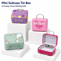 Boîte en fer blanc mini valise créative portable 75x55x38mm, design personnalisé, pour cils, faux cils, pièces de monnaie, bonbons, bagues, cadeau d'anniversaire pour enfants