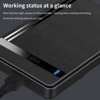TISHRIC-Boîtier de Disque Dur SATA en Plastique Noir Brossé USB3.0 de 2.5 Pouces, Compatible avec les Systèmes Windows, Interface Externe USB