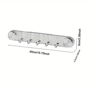 Home Storage <b>Suction</b> Cup Row with 5 <b>Hooks</b> No Marking No Punching Strong Load-bearing Bathroom Kitchen <b>Suction</b> Cup <b>Hooks</b> - Product Image 3