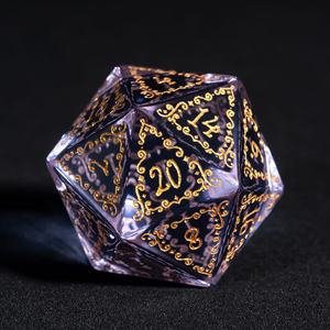 Per Udixi Set di dadi poliedri Logo personalizzato per Dungeons & draghi rosa blu viola vetro trasparente con motivo a vite - Product Image 4