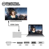 20CM USB 3.1 Tipe C Hub Adapter Ke 4K HDMI VGA DVI USB 3.0 Output 4 In 1 USB C Hub Converter Tipe C Hub Docking Station