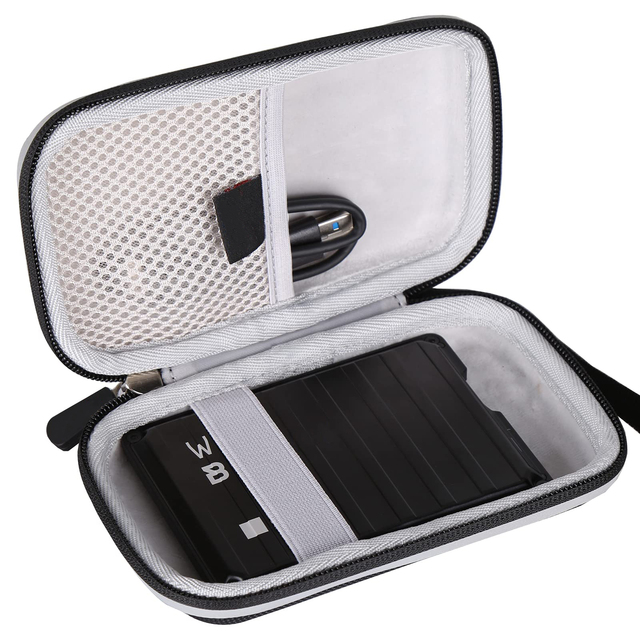 Custom EVA Black Waterproof Hard Drive Case with WD Game Drive Portable External Protective Bag and Zipper Closure