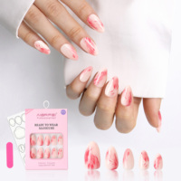 Faux ongles réutilisables AIERFEI, design luxueux, marbrés colorés, dégradés, faux ongles artificiels, fournitures pour ongles