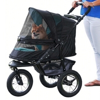 JXB Poussette Jogger pliable et facile à transporter avec freins de stationnement et panneaux respirants pour animaux de compagnie