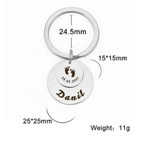 Nom de bébé personnalisé naissance porte-clés en acier inoxydable personnalisé porte-clés porte-clés nouveau-né commémorer nouvelle maman papa cadeau