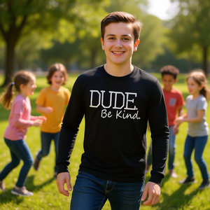 Camiseta de manga larga Dude Be Kind, ropa promocional del movimiento antiparacaidismo - Product Image 3