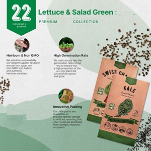 Paquet de 22 variétés de truies à salade Heirloom sans OGM pour jardin intérieur et extérieur comprenant une roquette pour laitue <span class=keywords><strong>suisse</strong></span> comme plancher - Product Image 5