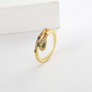 Micro-geïnfuseerde kleurrijke zirkoon slangbeenderenketting stijl gepersonaliseerde open ring fijne sieraden voor vrouwen - Product Image 6