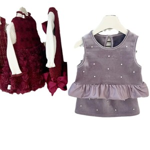 Tongxingyuan Girls Winter Outfit Purple Rhinestone Top Fleece Lined Midi Skirt Set Thickening Cotton Children's Clothing - Product Image 5