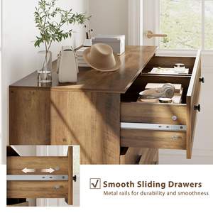 Meuble de rangement moderne personnalisé à 6 <span class=keywords><strong>tiroirs</strong></span> Grande <span class=keywords><strong>commode</strong></span> à cannelures marron Armoire de salon <span class=keywords><strong>en</strong></span> bois pour entrée chambre à coucher - Product Image 5