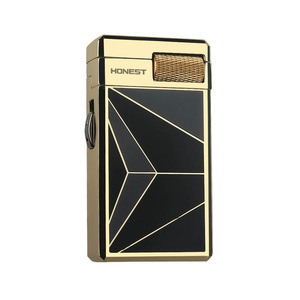 Refillable Flint Butane Torch Lighter Dual Flame Metal Dust Cover for Cigar Cigarette Moxibustion <b>Camping</b> - Product Image 2