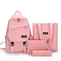 Sac à dos tendance imperméable avec port USB en polyester Oxford, ensemble trois pièces pour étudiants, cartable simple et polyvalent, léger