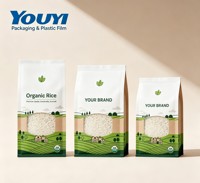 Sac d'emballage en papier kraft pour riz 1kg 2kg 5kg avec fenêtre transparente et design personnalisé pour l'emballage du riz