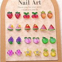 Accessoires de nail art sur le thème des fruits, mini-pièces en résine assorties (cerise, fraise, pastèque) pour boucles d'oreilles DIY