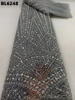 Nouvelle mode de robe de mariée perlée faite à la main robe de soirée en tulle maille luxueuse perle tissu en dentelle perlée