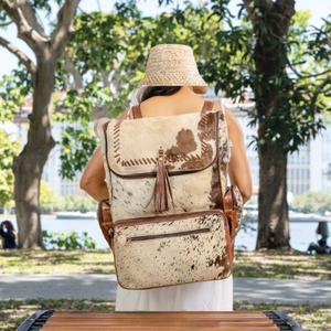 Mochila de Moda Vintage de Lona y Cuero Genuino Hecha a Mano para Mujer, Antirrobo, Impermeable, para Uso Diario en Primavera y Verano, con Cierre de Cremallera - Product Image 3