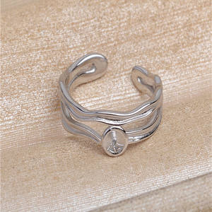 Anillo de Plata S925 para Perlas Sueltas, Soporte para Perlas de 6-9mm, Diseño Ondulado Cepillado, Modelo 5611 - Product Image 4