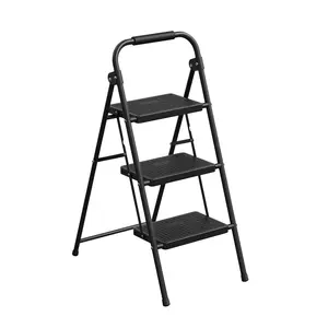 Round tube steel stool ladder sliding library ladder kit household small step ladder with foam handle