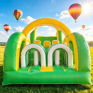 Parcours d'obstacles gonflable géant avec toboggan en PVC, installation facile - Jeu interactif de défis en plein air pour enfants - Product Image 4
