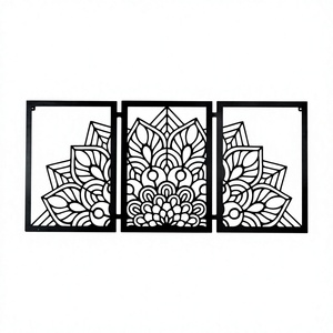 Tres grandes marcos rectangulares Metal pared artesanía hoja hierro Material mejor calidad hecho a mano pared arte negro recubierto acabado en venta - Product Image 1